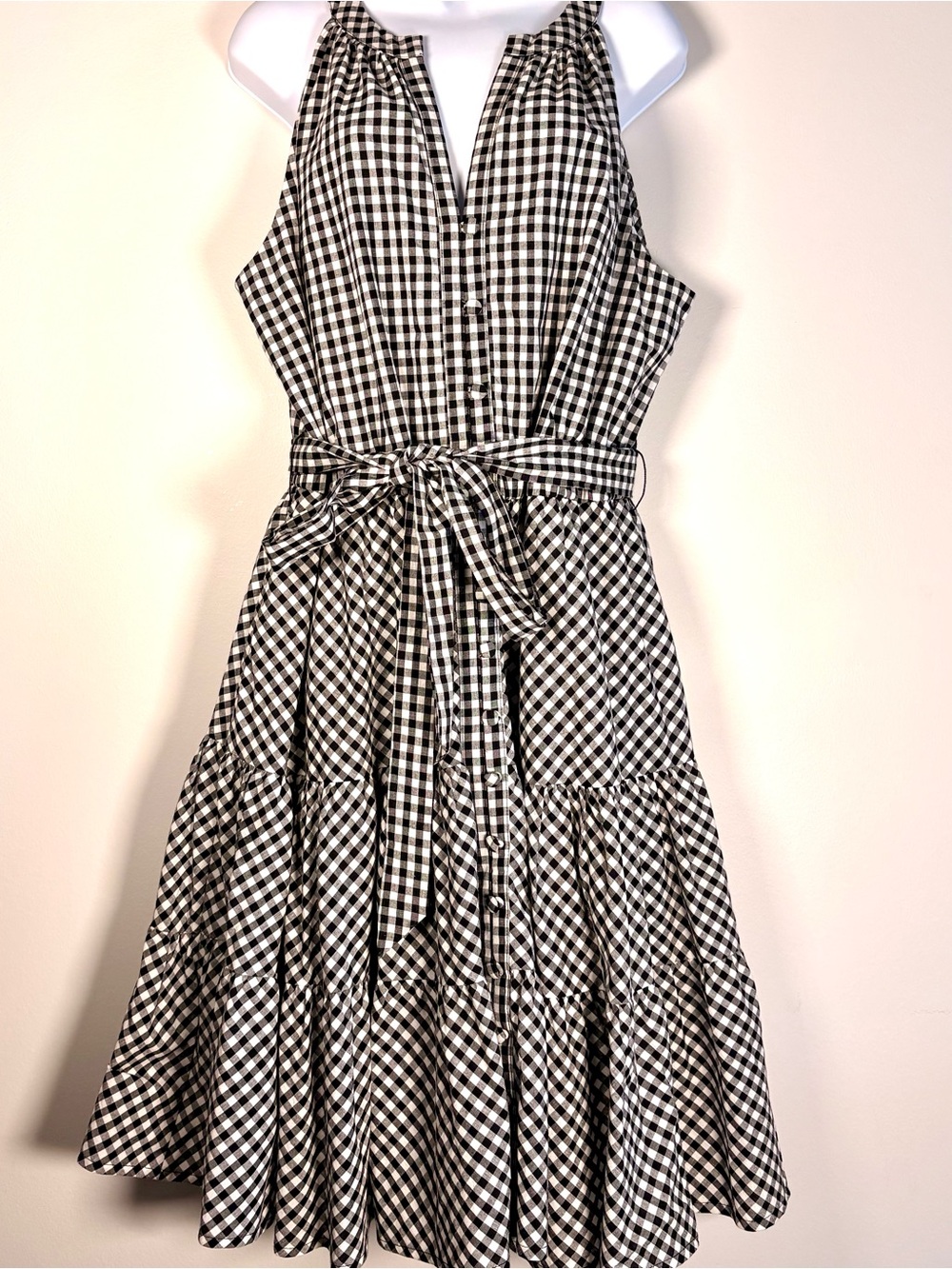 Black and White Gingham Dress, A-Line Ruffle Bottom